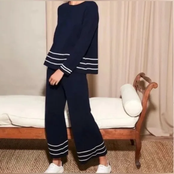 NWOT! Tuckernuck | Olympia Knit Crewneck Sweater | Navy   White Stripes | XS