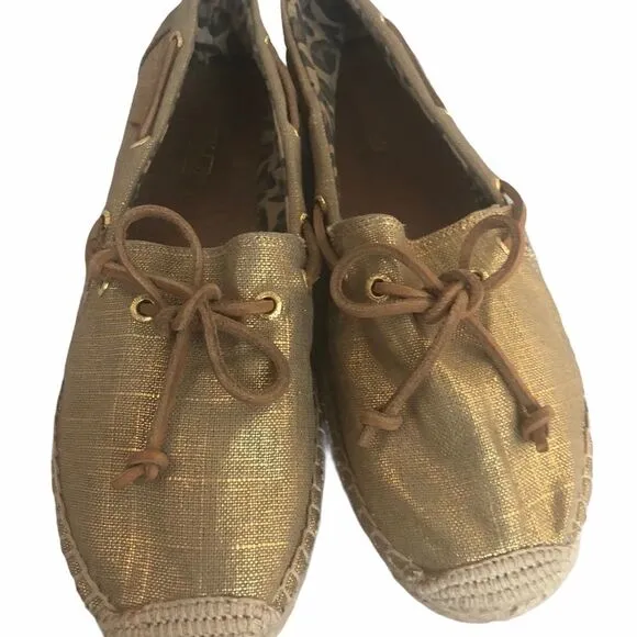 NWOT Women’s Gold Sperry Top Sider Espadrilles Size 10M