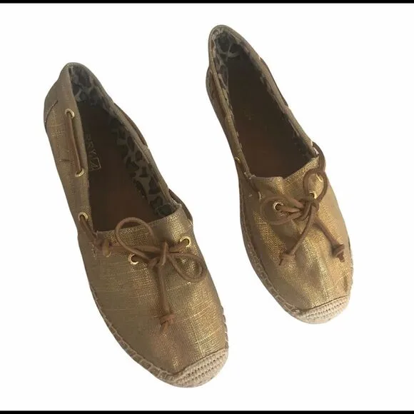 NWOT Women’s Gold Sperry Top Sider Espadrilles Size 10M