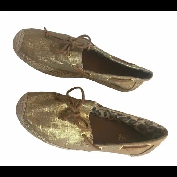 NWOT Women’s Gold Sperry Top Sider Espadrilles Size 10M