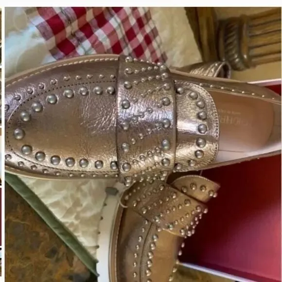 NWT ANGELO BERVICATO NEW WITH BOX LOAFERS METALLIC LEATHER MADE IN ITALY​​