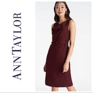 NWT Ann Taylor Belted Cowl Sheath Dress