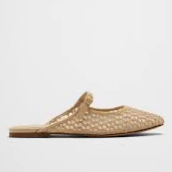 NWT BANANA REPUBLIC BLACK MESH MARY JANE BALLET FLATS