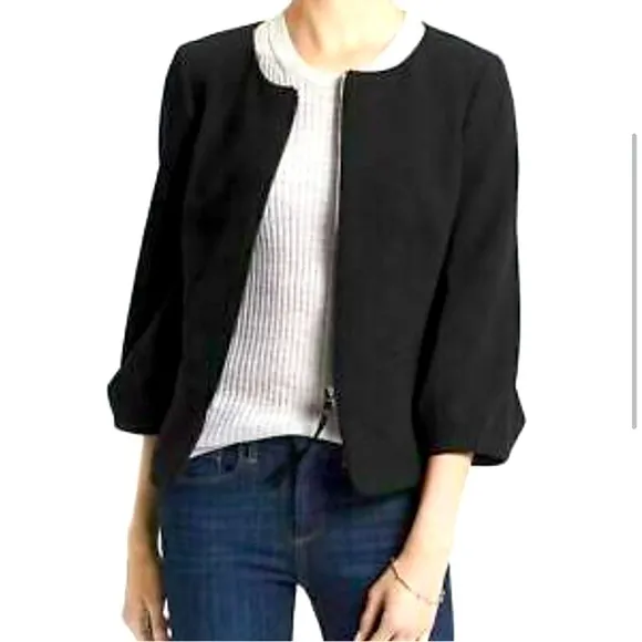 NWT Banana Republic‎ zip Front Blazer Jacket with Balloon Sleeve