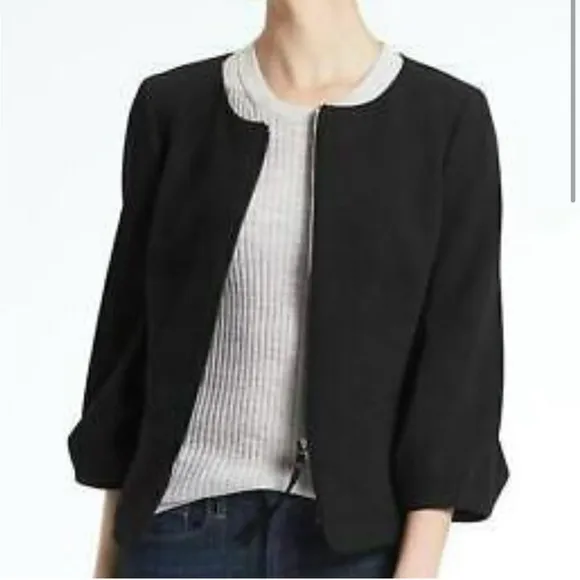 NWT Banana Republic‎ zip Front Blazer Jacket with Balloon Sleeve