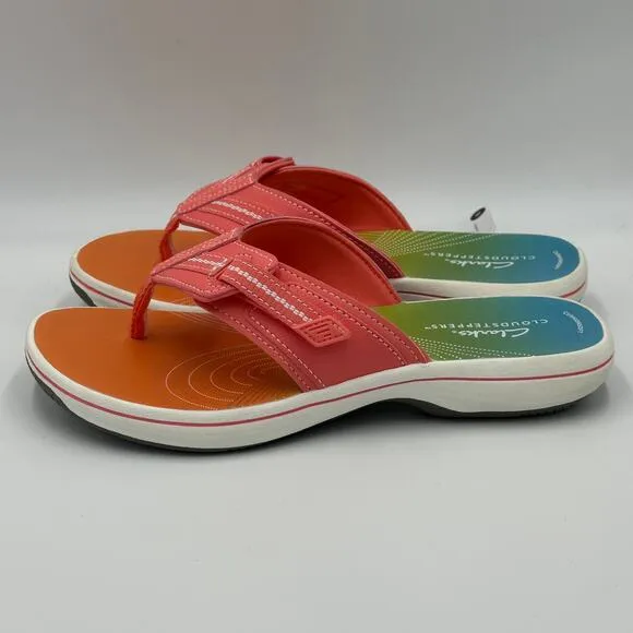 NWT Clarks Cloudsteppers Brinkley Jazz Coral Ombre Comfort Sandals Womens Size 6