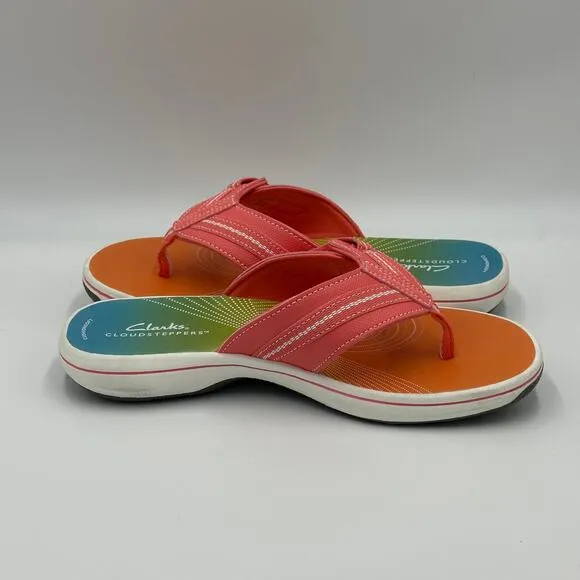 NWT Clarks Cloudsteppers Brinkley Jazz Coral Ombre Comfort Sandals Womens Size 6