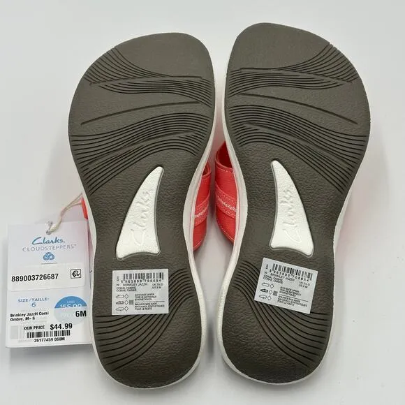 NWT Clarks Cloudsteppers Brinkley Jazz Coral Ombre Comfort Sandals Womens Size 6