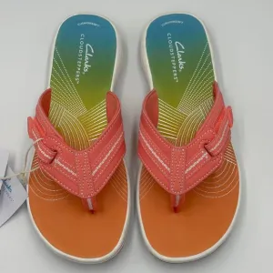 NWT Clarks Cloudsteppers Brinkley Jazz Coral Ombre Comfort Sandals Womens Size 6