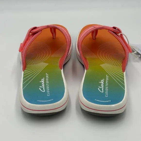 NWT Clarks Cloudsteppers Brinkley Jazz Coral Ombre Comfort Sandals Womens Size 6