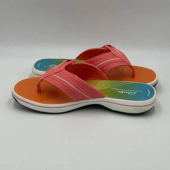 NWT Clarks Cloudsteppers Brinkley Jazz Coral Ombre Comfort Sandals Womens Size 6