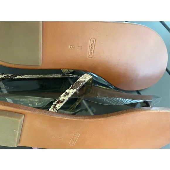NWT Coach Sieannah Snake  Print Leather Thong sandals 11B