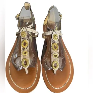 NWT Coach Sieannah Snake  Print Leather Thong sandals 11B