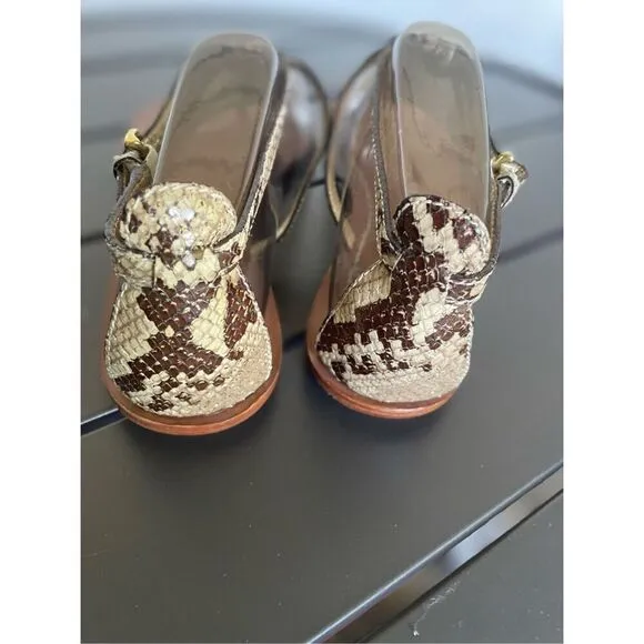 NWT Coach Sieannah Snake  Print Leather Thong sandals 11B