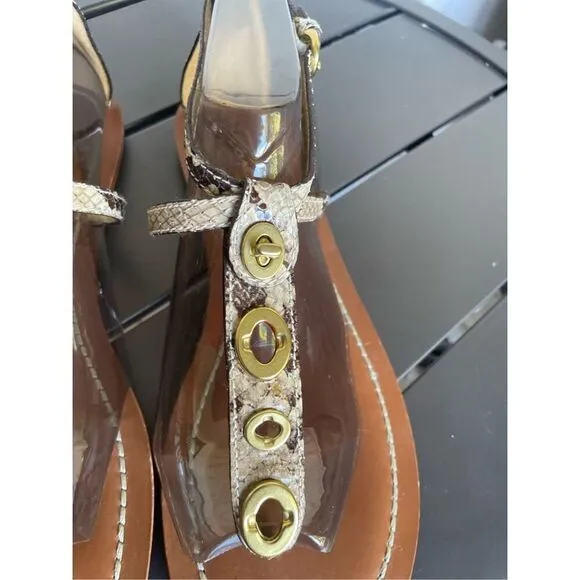 NWT Coach Sieannah Snake  Print Leather Thong sandals 11B