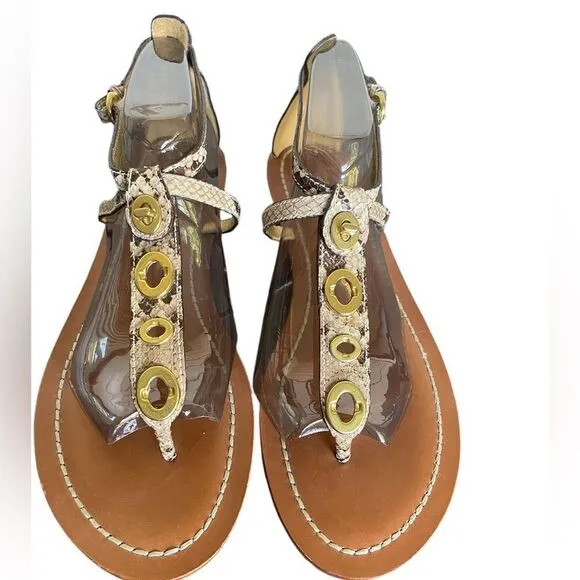 NWT Coach Sieannah Snake  Print Leather Thong sandals 11B