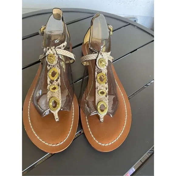 NWT Coach Sieannah Snake  Print Leather Thong sandals 11B