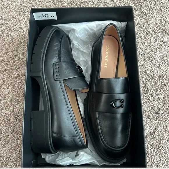 NWT Coach Women's Black Lug Sole Loafers