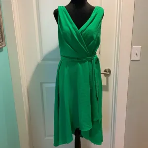 NWT DKNY green apple drapey high low dress - 4 or 8