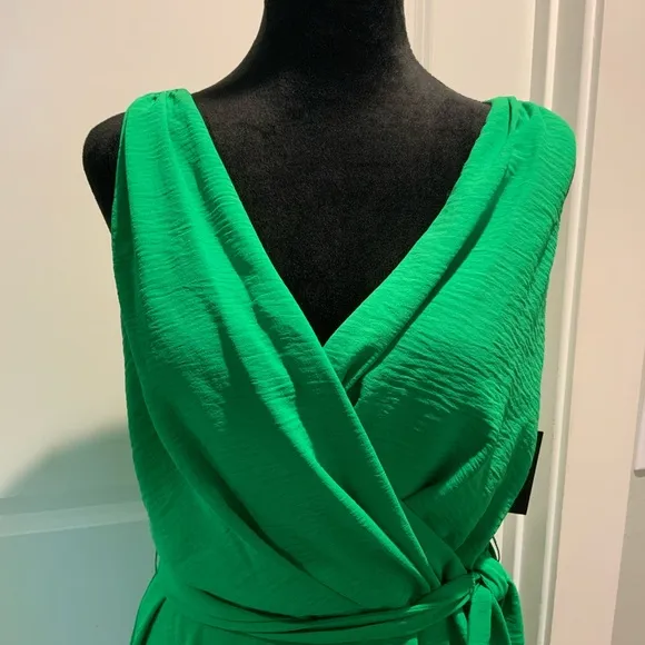 NWT DKNY green apple drapey high low dress - 4 or 8