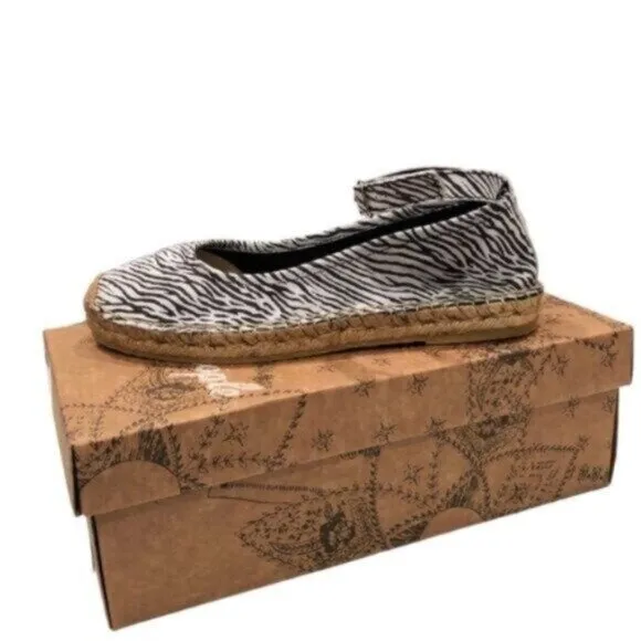 NWT Free People Black &amp; Grey Zebra Print Bohemian Espadrilles EU38/US8