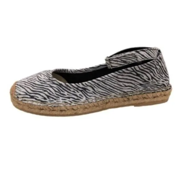 NWT Free People Black &amp; Grey Zebra Print Bohemian Espadrilles EU38/US8