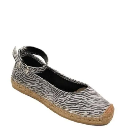 NWT Free People Black &amp; Grey Zebra Print Bohemian Espadrilles EU38/US8