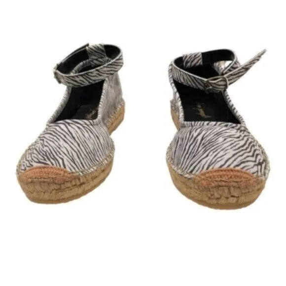 NWT Free People Black &amp; Grey Zebra Print Bohemian Espadrilles EU38/US8