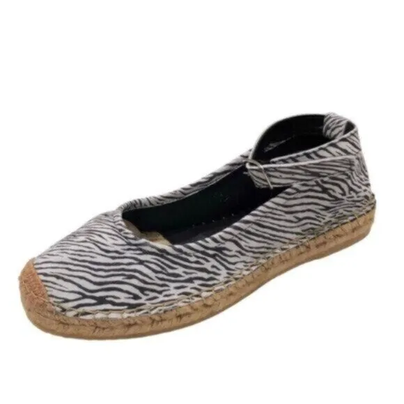 NWT Free People Black &amp; Grey Zebra Print Bohemian Espadrilles EU38/US8