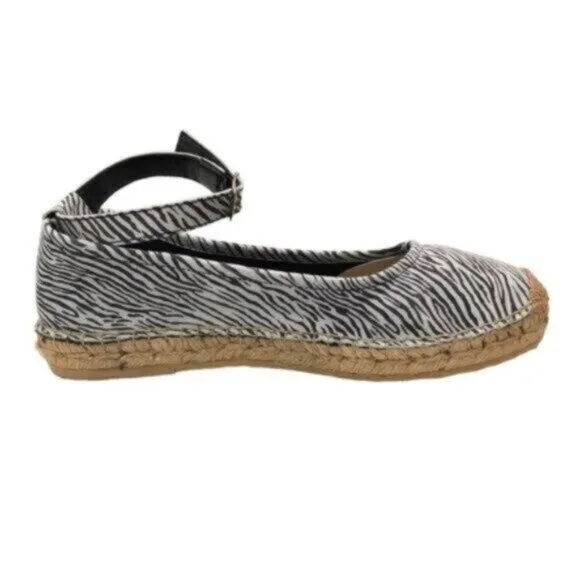 NWT Free People Black &amp; Grey Zebra Print Bohemian Espadrilles EU38/US8