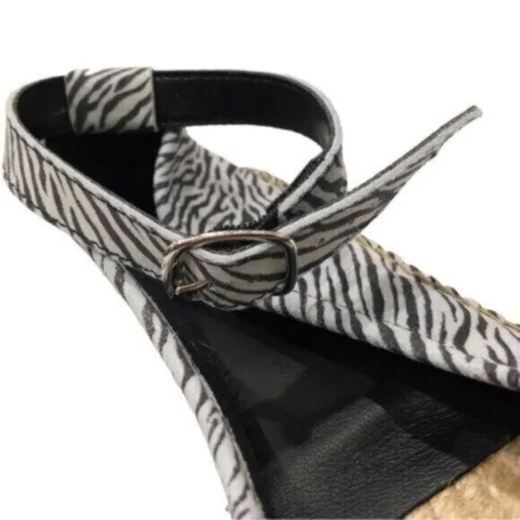 NWT Free People Black &amp; Grey Zebra Print Bohemian Espadrilles EU38/US8