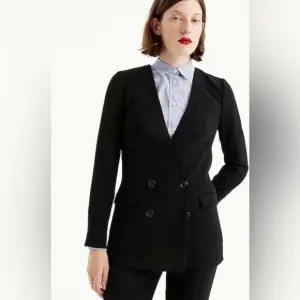NWT J. Crew 365 French Girl Blazer Double Breasted Suit Jacket Black New size 8