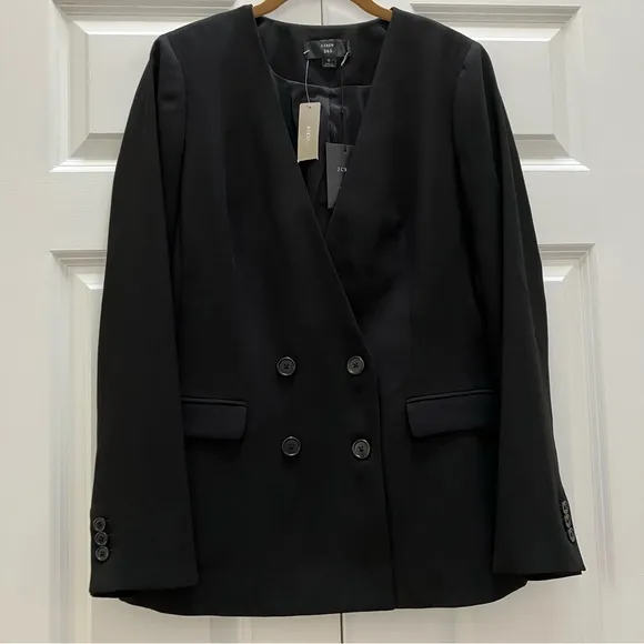 NWT J. Crew 365 French Girl Blazer Double Breasted Suit Jacket Black New size 8