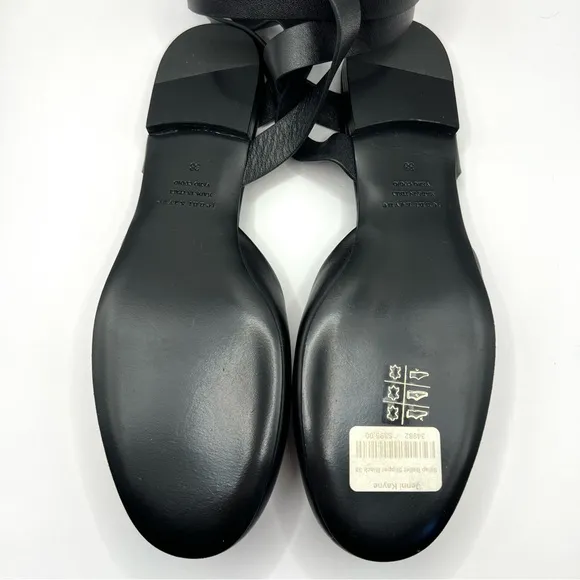 NWT Jenni Kayne Strap Ballet Slipper Flat Sandals Ankle Wrap Black Size 8