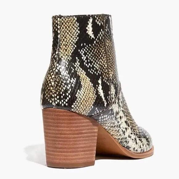 NWT Madewell Ankle Boots in Snake Embossed Leather - Size 5.5