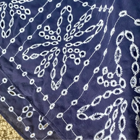 NWT Milly ESME Embroidered Cotton Eyelet maxi Dress in chic navy/white stitching