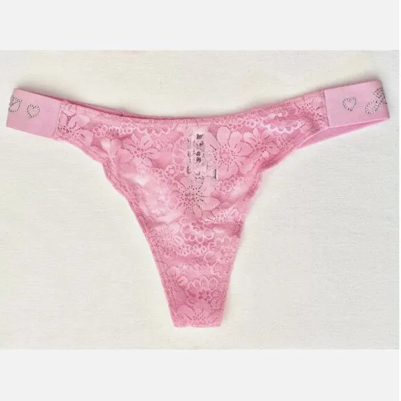 NWT NEW VICTORIA'S SECRET PINK WINK LACE BALCONETTE PUSH UP BRA 30C THONG XS SET