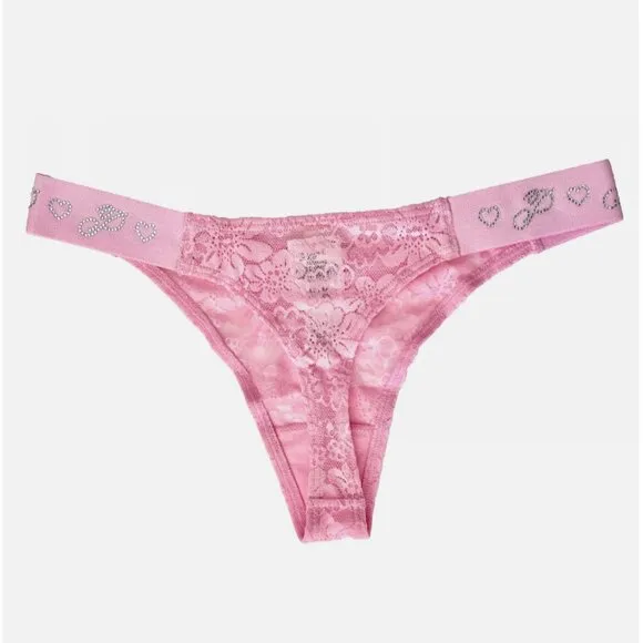 NWT NEW VICTORIA'S SECRET PINK WINK LACE BALCONETTE PUSH UP BRA 30C THONG XS SET