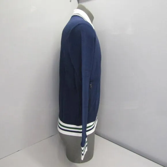 NWT Polo Ralph Lauren Mens Collared Full Zip Jacket Navy Size M Tennis Logo