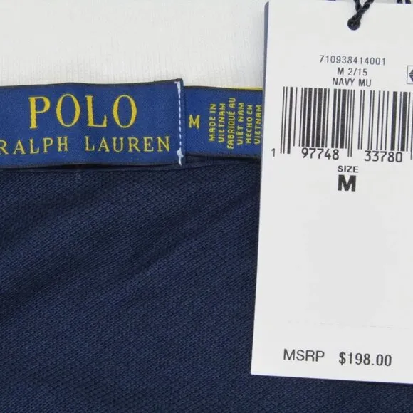 NWT Polo Ralph Lauren Mens Collared Full Zip Jacket Navy Size M Tennis Logo