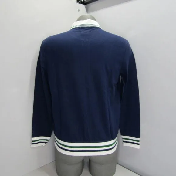 NWT Polo Ralph Lauren Mens Collared Full Zip Jacket Navy Size M Tennis Logo