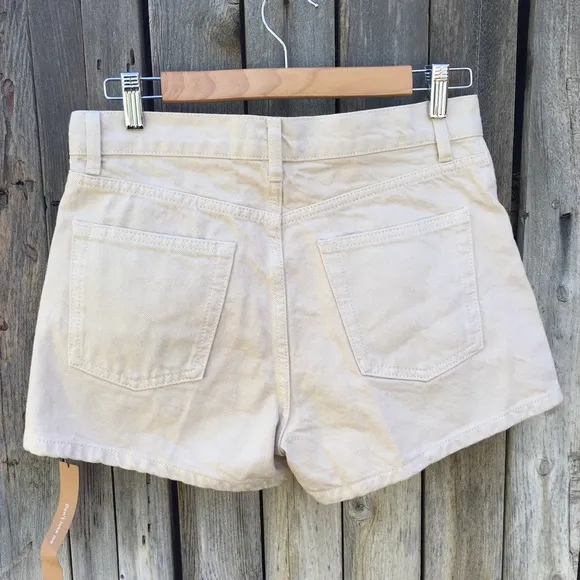 NWT Reformation Charlie Exposed Button Fly Jean Shorts Almond Cream 28