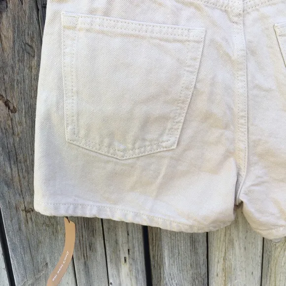 NWT Reformation Charlie Exposed Button Fly Jean Shorts Almond Cream 28