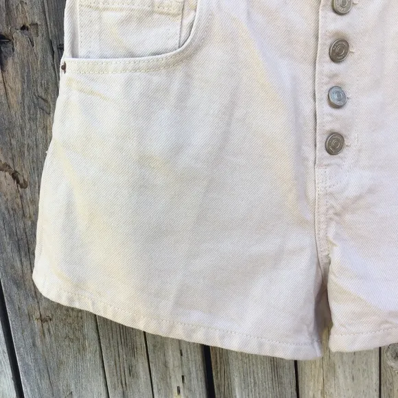 NWT Reformation Charlie Exposed Button Fly Jean Shorts Almond Cream 28