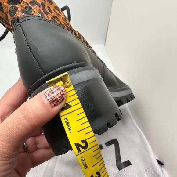 NWT SCHUTZ Mafalda Calf Hair Animal Print Lace Up Boots Women’s Sz 5.5 B