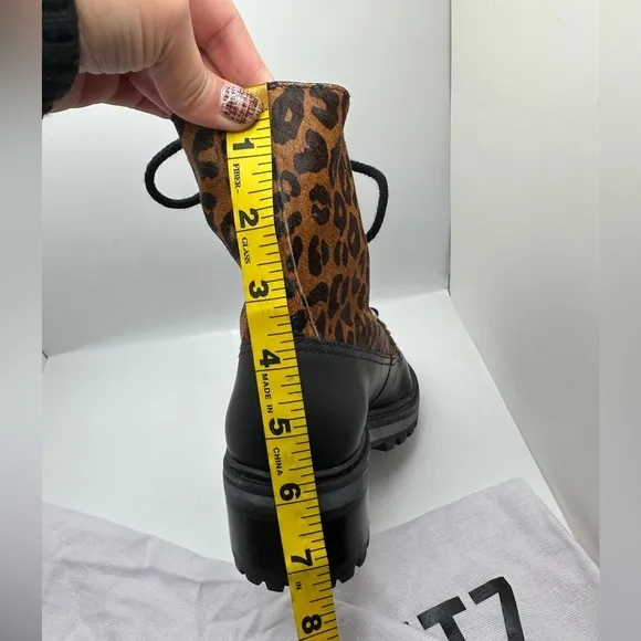 NWT SCHUTZ Mafalda Calf Hair Animal Print Lace Up Boots Women’s Sz 5.5 B