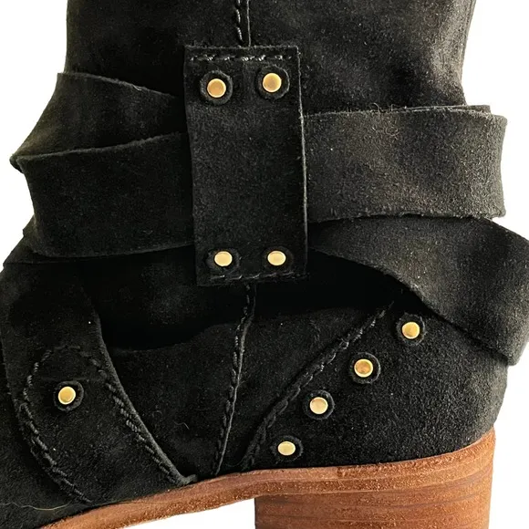NWT See By Chloe Black Stud Crosta Suede Ankle Boots Women Size 39