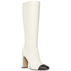NWT Steve Madden Womens Ally Wide Calf Bone Leather Knee High Heel Boots Size 8W