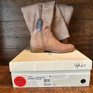 NWT Style &amp; Co. Womens Wide-calf Over-the-knee Boots Fawn Brown 6.5M