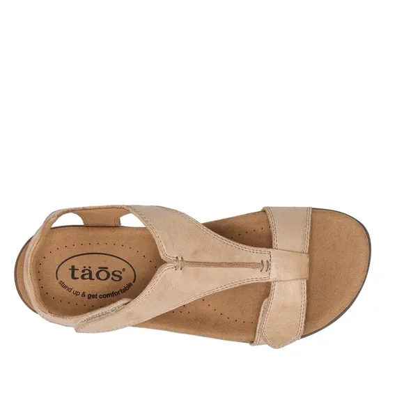 NWT Taos The Show Women's leather Velcro strap stone Beige comfort Sandals  7